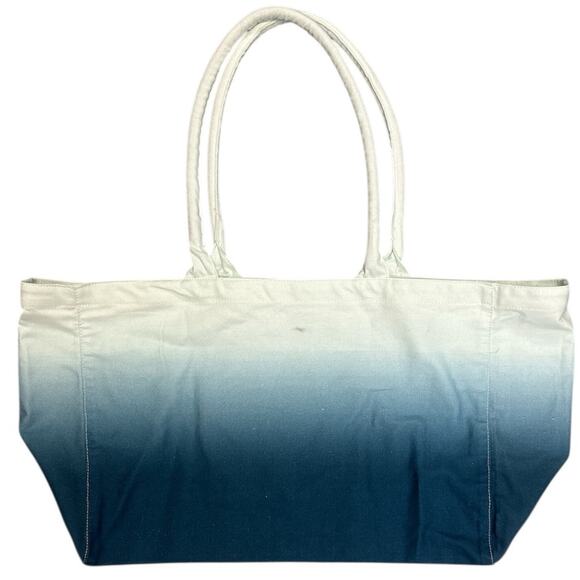 Athleta Blue White Ombre Beach Tote Bag 100% Cotton - Picture 3 of 6